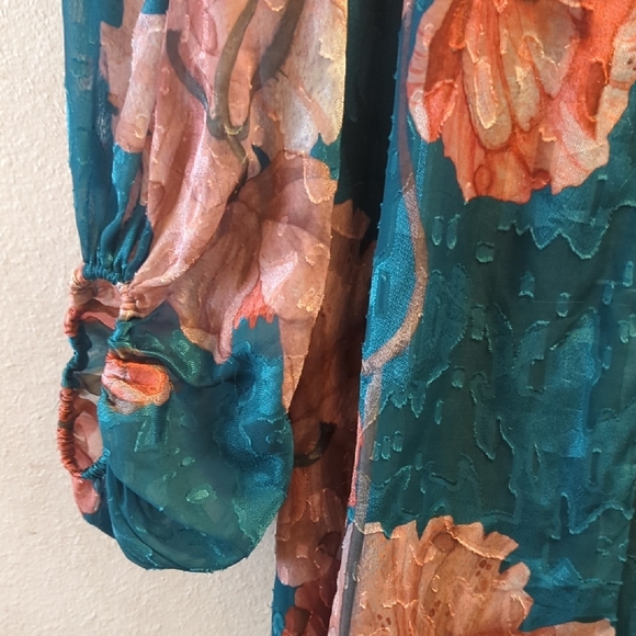 Anthropologie Hutch Lindie V-Neck Maxi Wrap Dress Puff Bishop Sleeves Small - Picture 6 of 11